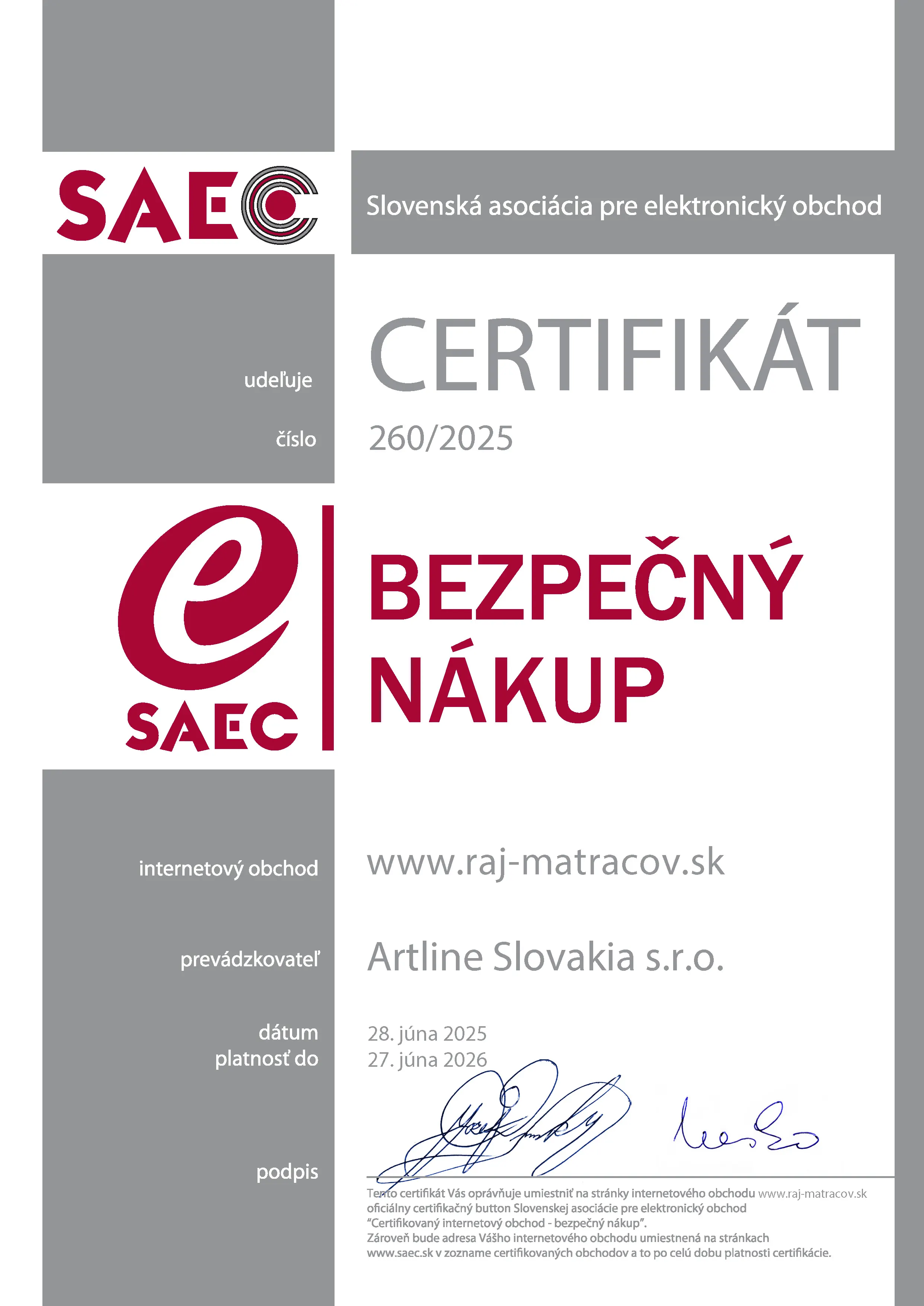 Saec certifikácia