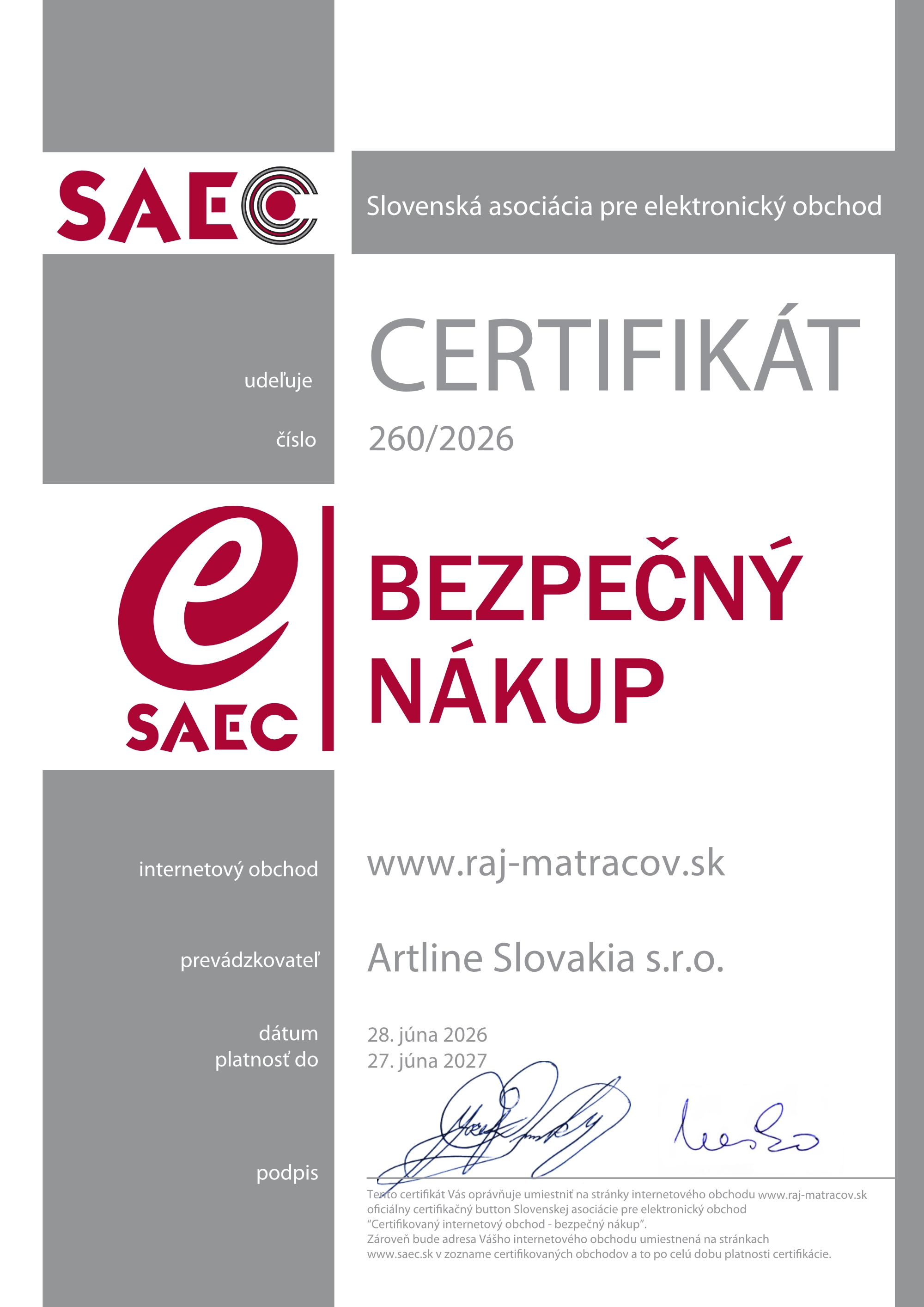 Saec certifikácia